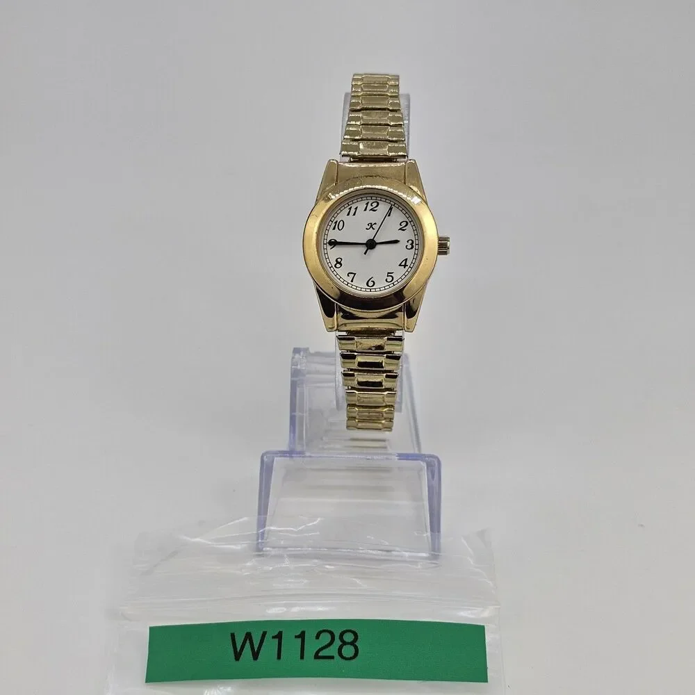 28MM Women's Watch White‎ Dial Gold Case Expandable Band 6